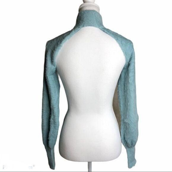 Zara Blue Faux Fur Arm Warmers Medium - Picture 3 of 6